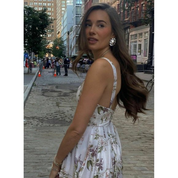 NWT BROCK COLLECTION X H&M COLLABORATION CREAM FLORAL MIDI DRESS SIZE MEDIUM - Picture 4 of 12